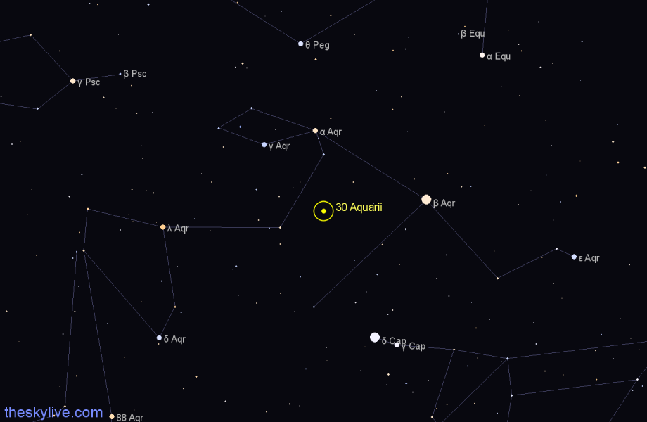 Finder chart 30 Aquarii star