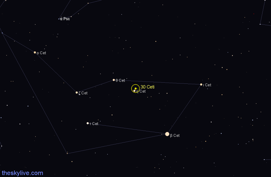 Finder chart 30 Ceti star