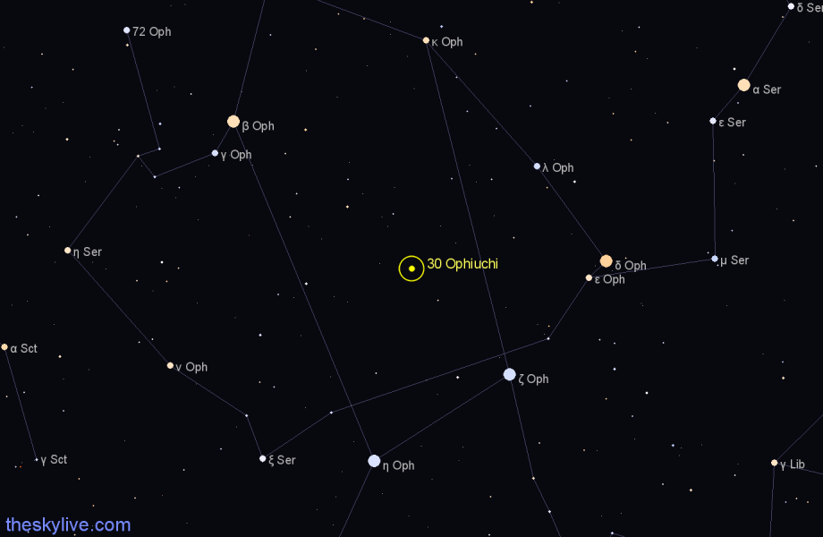 Finder chart 30 Ophiuchi star