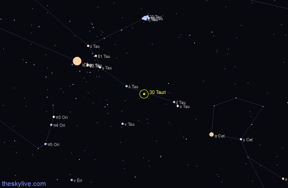 Finder chart 30 Tauri star