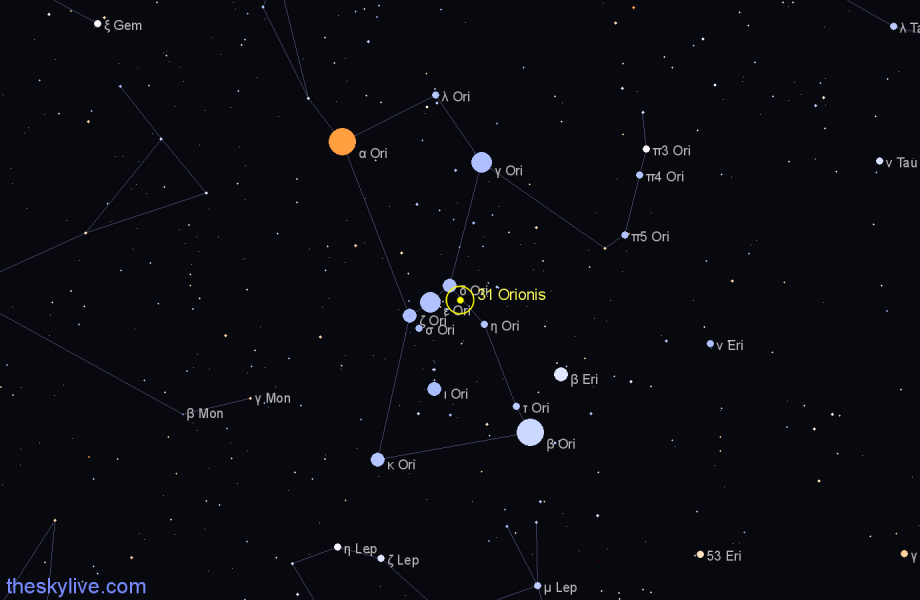 Finder chart 31 Orionis star