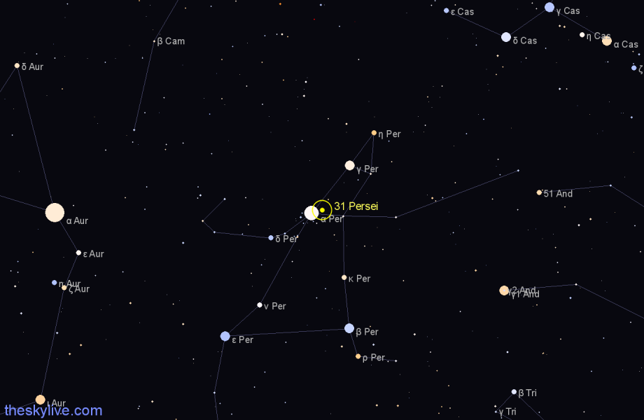 Finder chart 31 Persei star