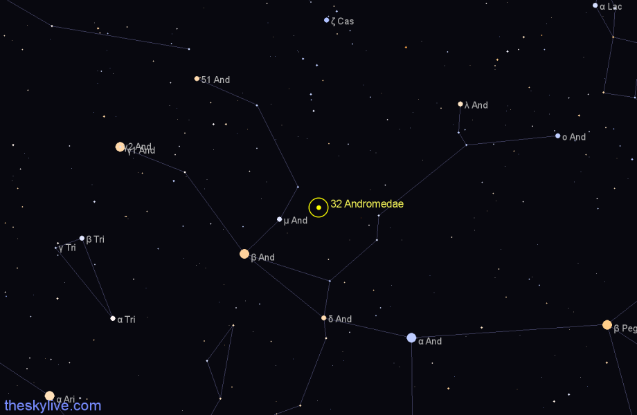 Finder chart 32 Andromedae star