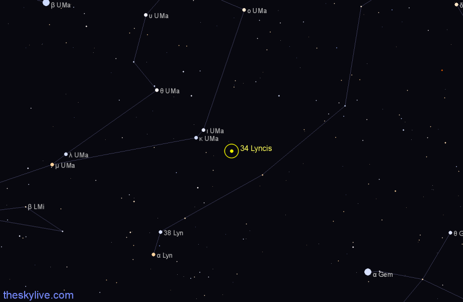 Finder chart 34 Lyncis star