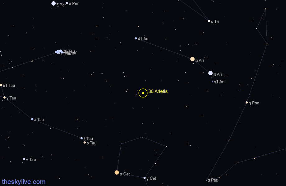 Finder chart 36 Arietis star