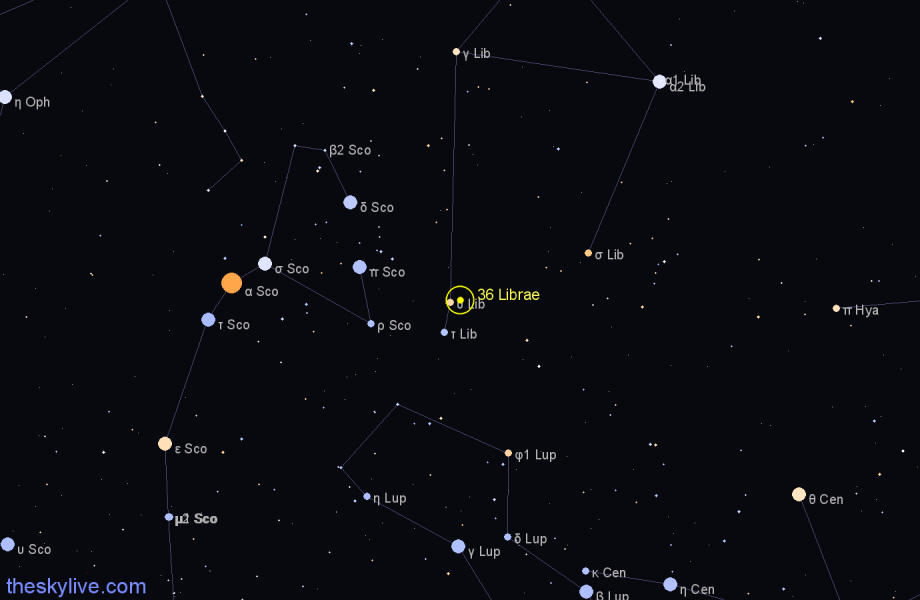 Finder chart 36 Librae star