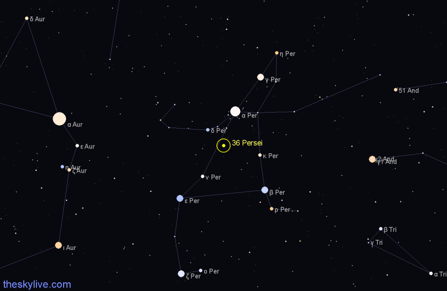 Finder chart 36 Persei star