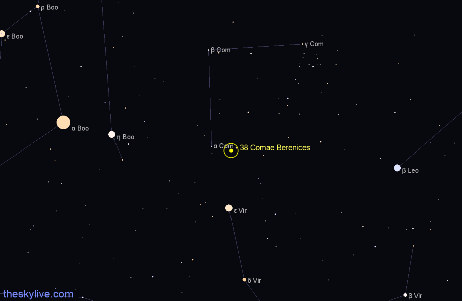 Finder chart 38 Comae Berenices star
