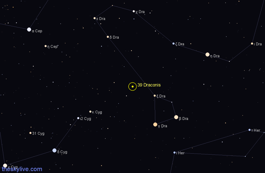 Finder chart 39 Draconis star