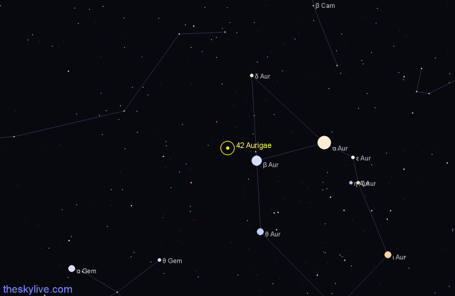 Finder chart 42 Aurigae star
