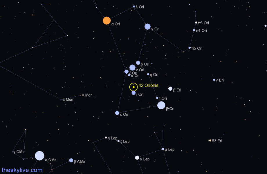 Finder chart 42 Orionis star