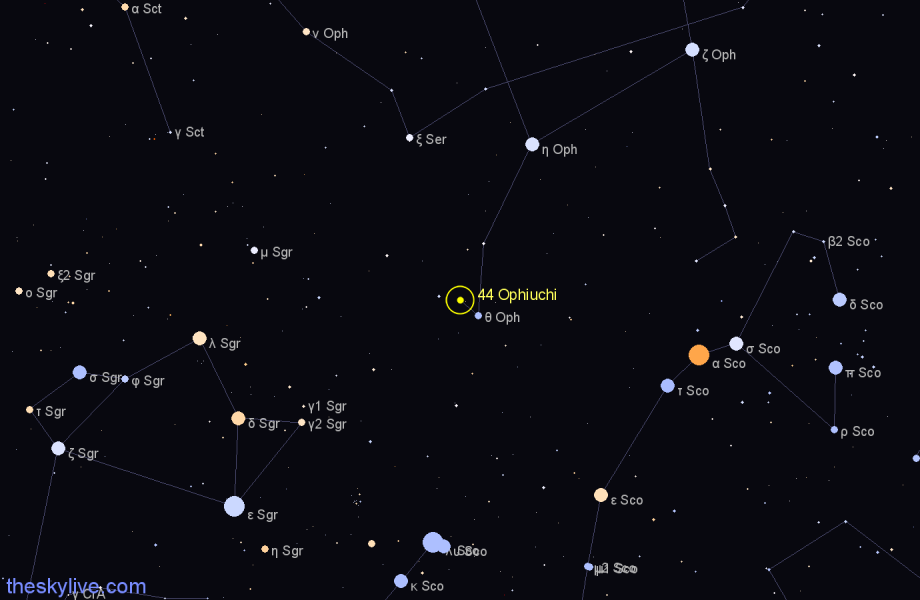 Finder chart 44 Ophiuchi star