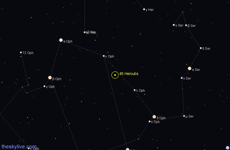 Finder chart 45 Herculis star
