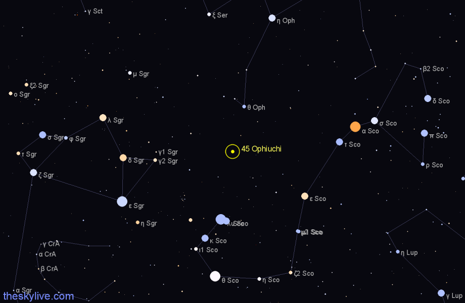 Finder chart 45 Ophiuchi star
