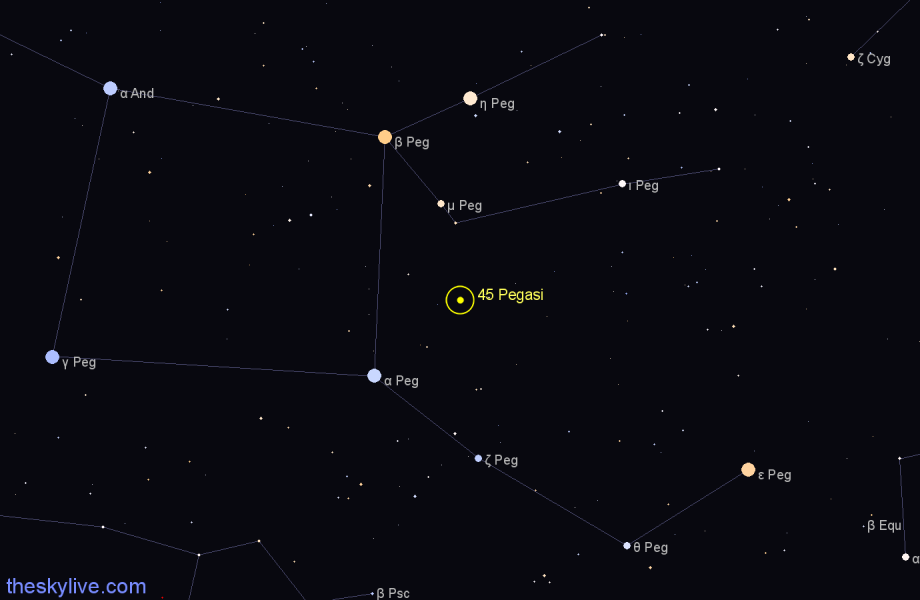 Finder chart 45 Pegasi star