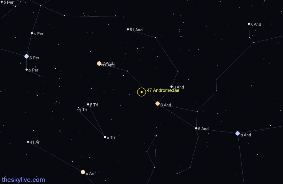 Finder chart 47 Andromedae star