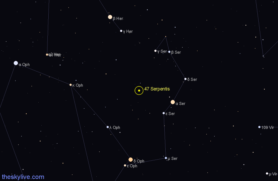 Finder chart 47 Serpentis star