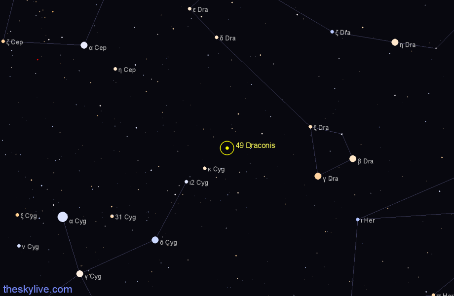 Finder chart 49 Draconis star