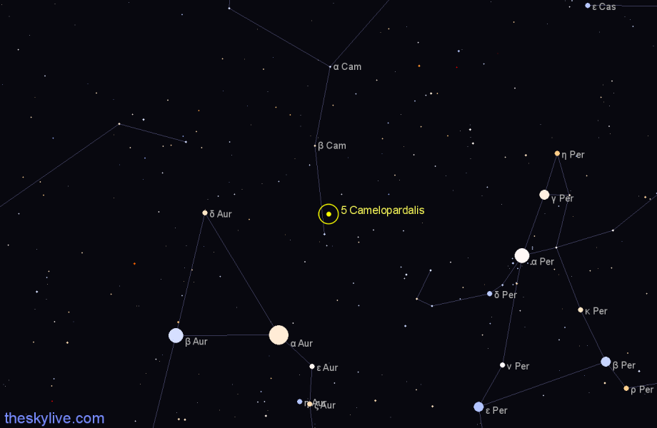 Finder chart 5 Camelopardalis star