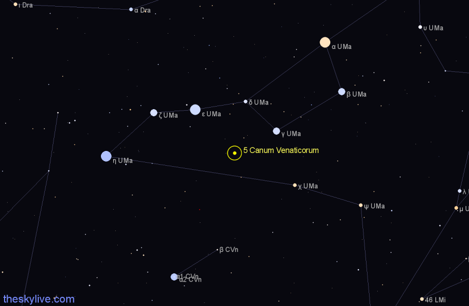 Finder chart 5 Canum Venaticorum star