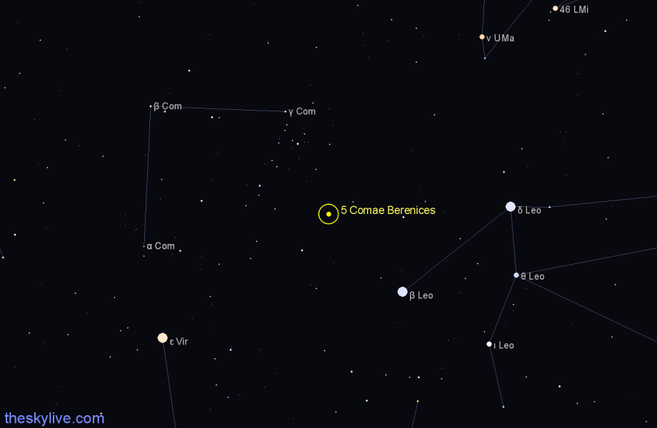 Finder chart 5 Comae Berenices star