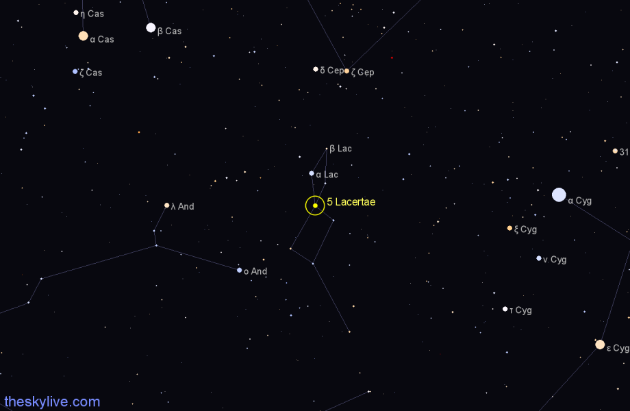 Finder chart 5 Lacertae star