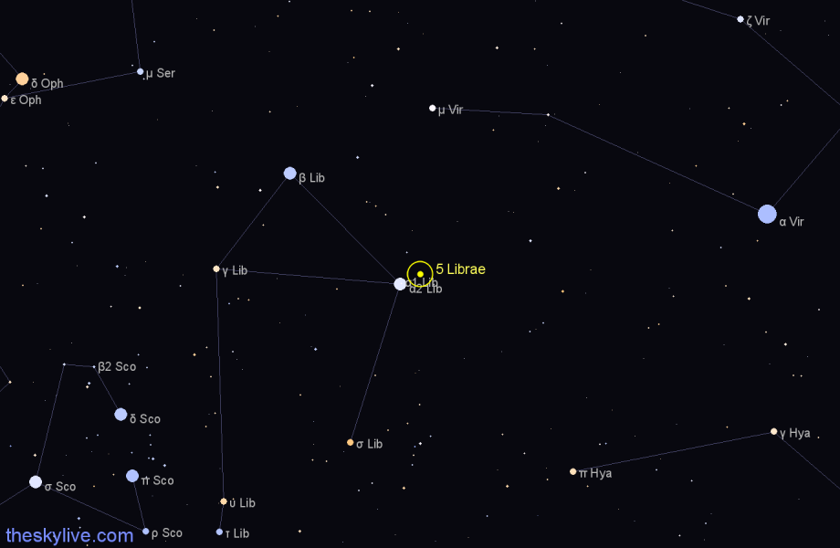 Finder chart 5 Librae star