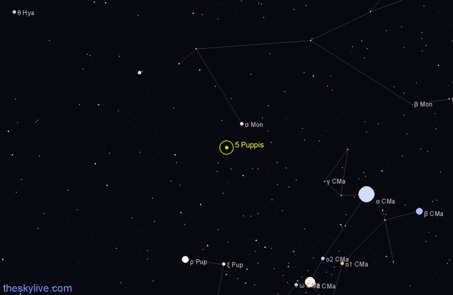 Finder chart 5 Puppis star