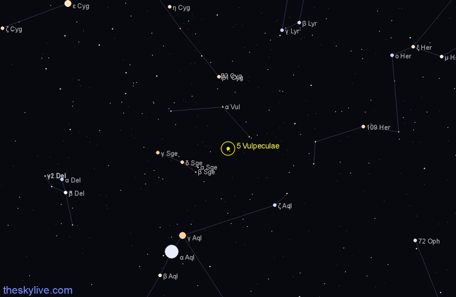Finder chart 5 Vulpeculae star