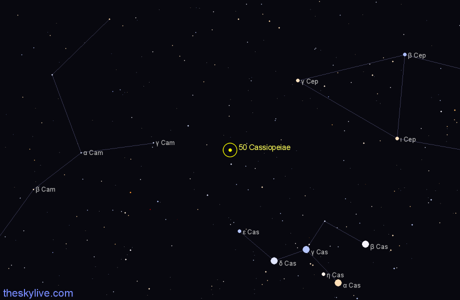Finder chart 50 Cassiopeiae star