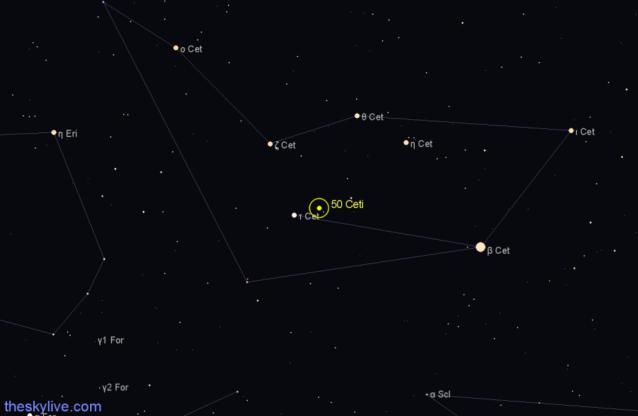 Finder chart 50 Ceti star