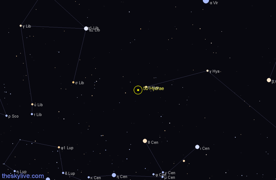 Finder chart 50 Hydrae star