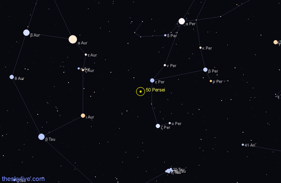 Finder chart 50 Persei star