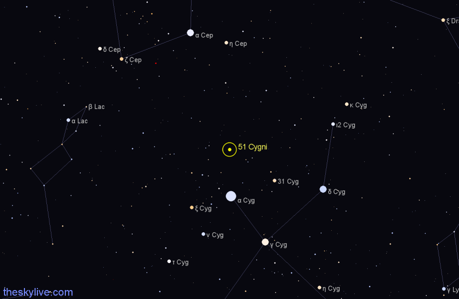 Finder chart 51 Cygni star