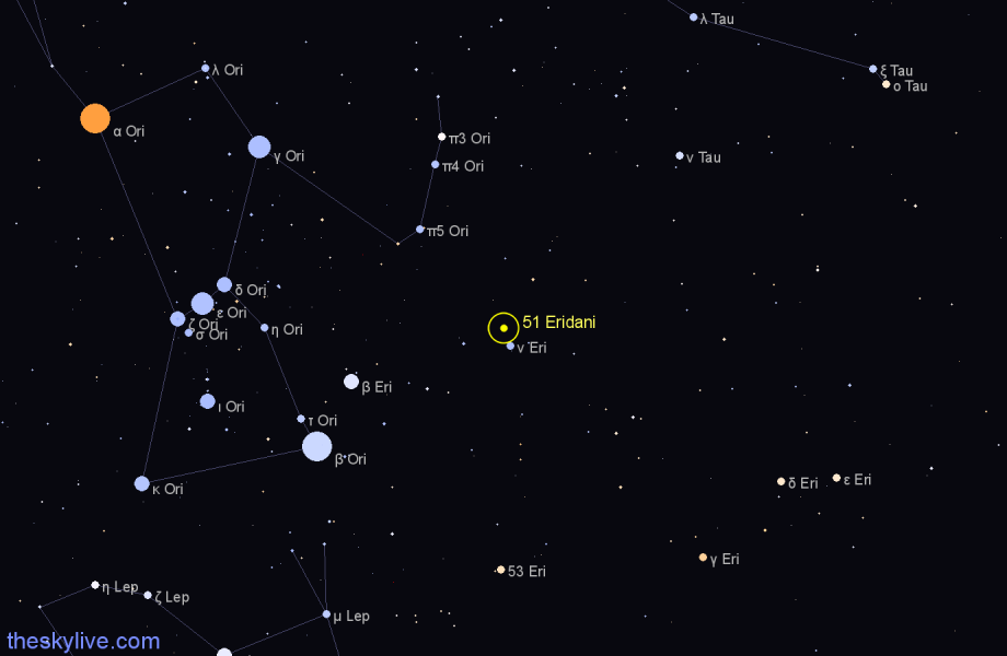 Finder chart 51 Eridani star