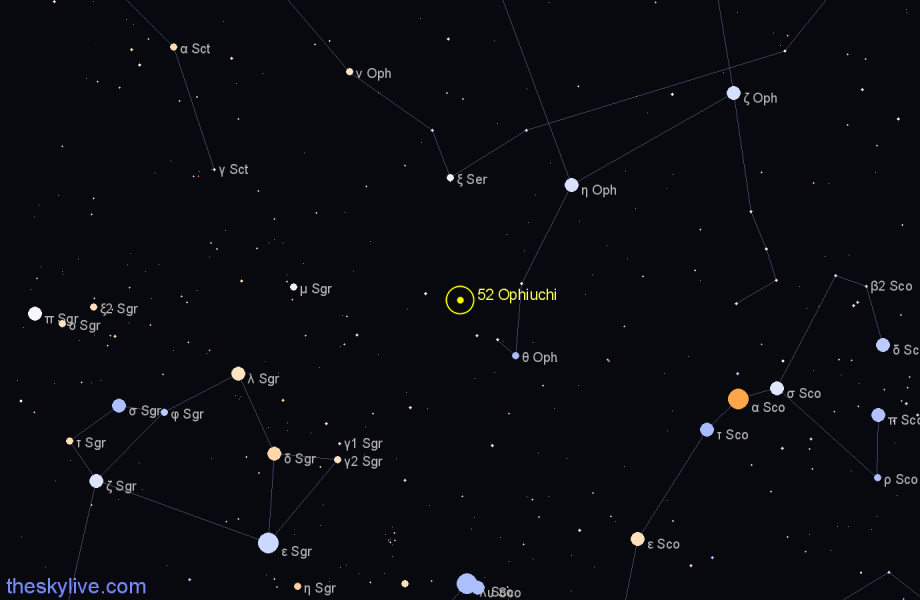 Finder chart 52 Ophiuchi star