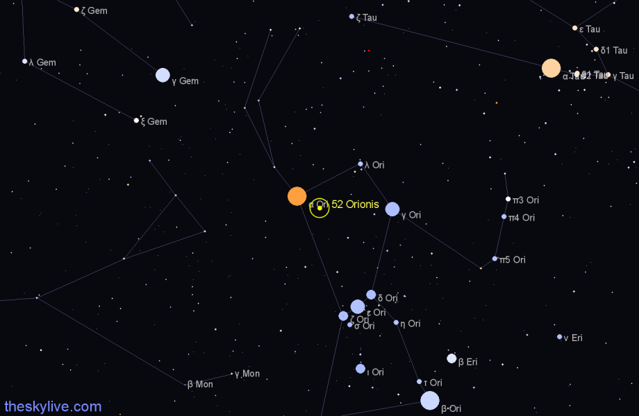 Finder chart 52 Orionis star