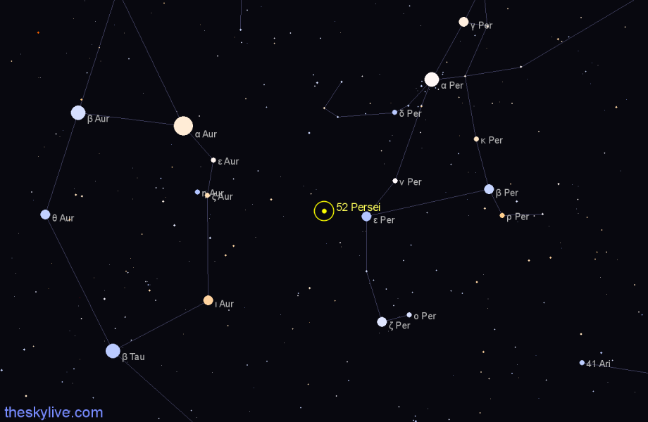 Finder chart 52 Persei star