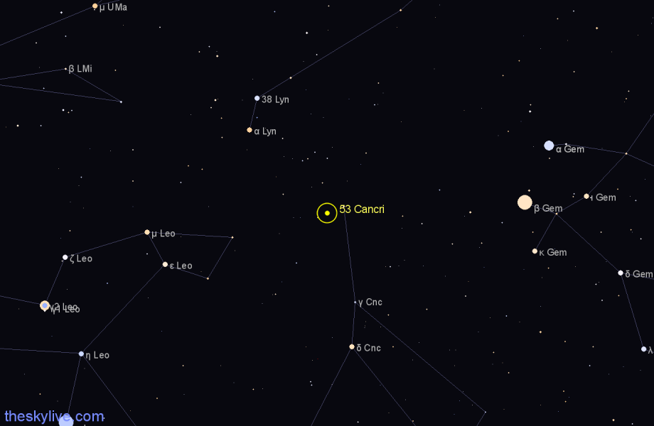 Finder chart 53 Cancri star
