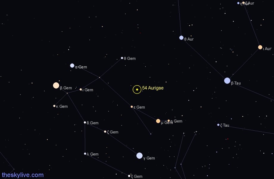 Finder chart 54 Aurigae star