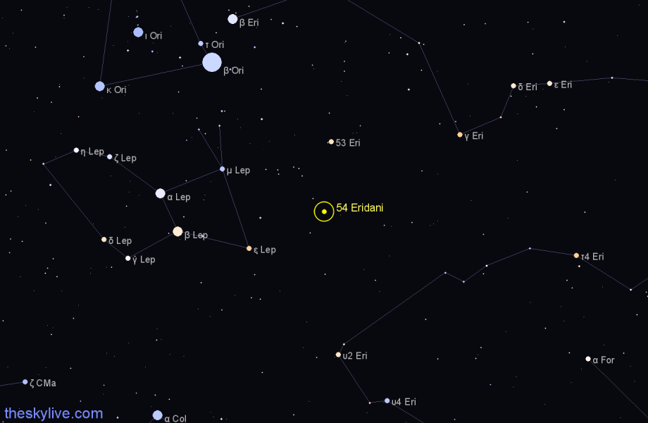 Finder chart 54 Eridani star