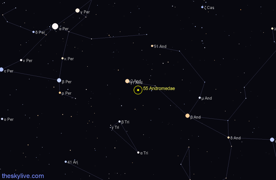 Finder chart 55 Andromedae star