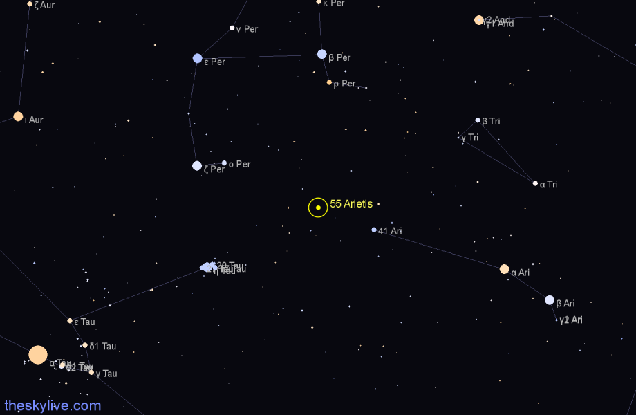 Finder chart 55 Arietis star
