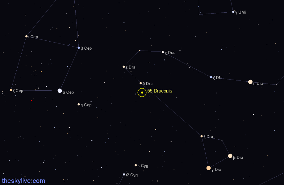 Finder chart 55 Draconis star