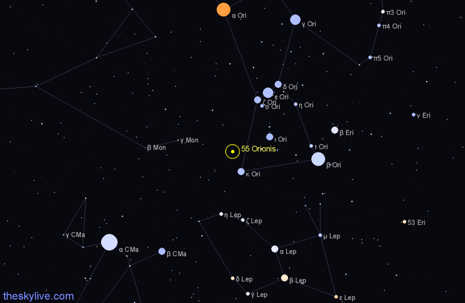 Finder chart 55 Orionis star