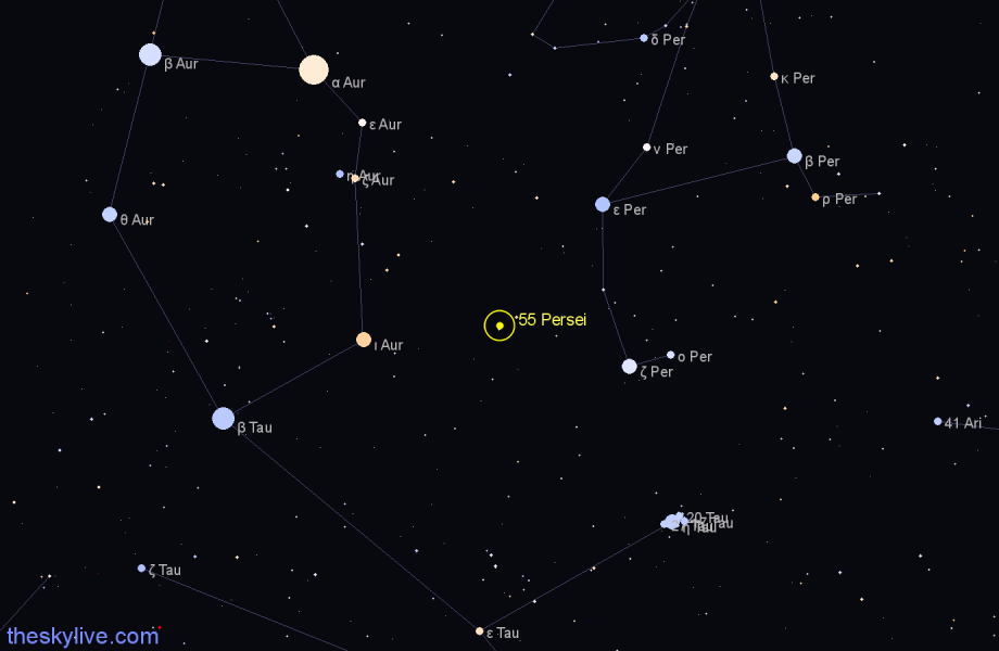 Finder chart 55 Persei star