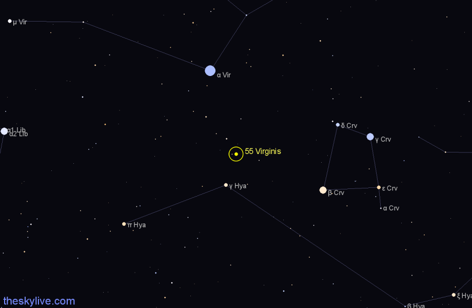 Finder chart 55 Virginis star