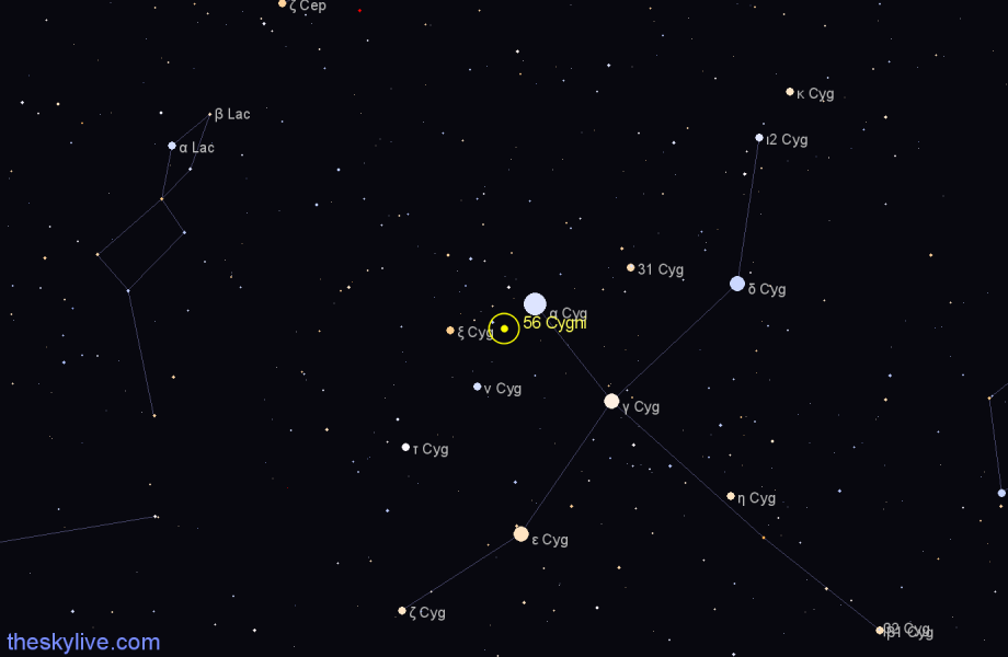 Finder chart 56 Cygni star