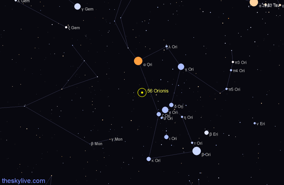 Finder chart 56 Orionis star