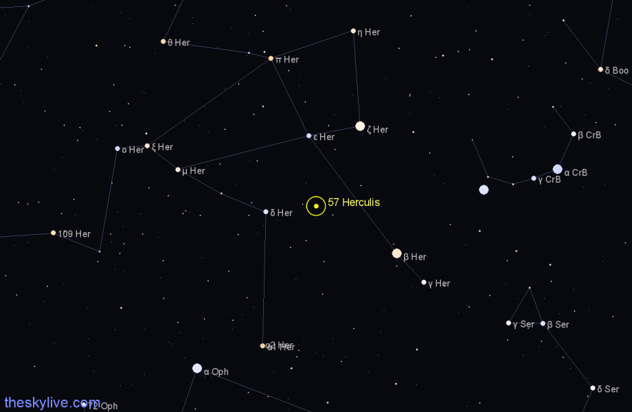 Finder chart 57 Herculis star